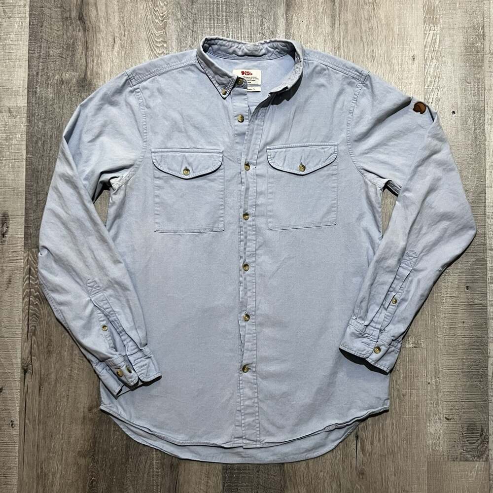Fjällräven Ovik Comfort Fit Blue Chambray Button Shirt Men's Small Outdoor